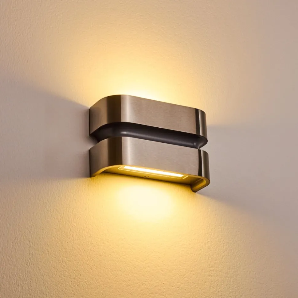 Applique Murale D'Exterieur Kolding Led Acier Inoxydable, Noir, 1 Lumiere