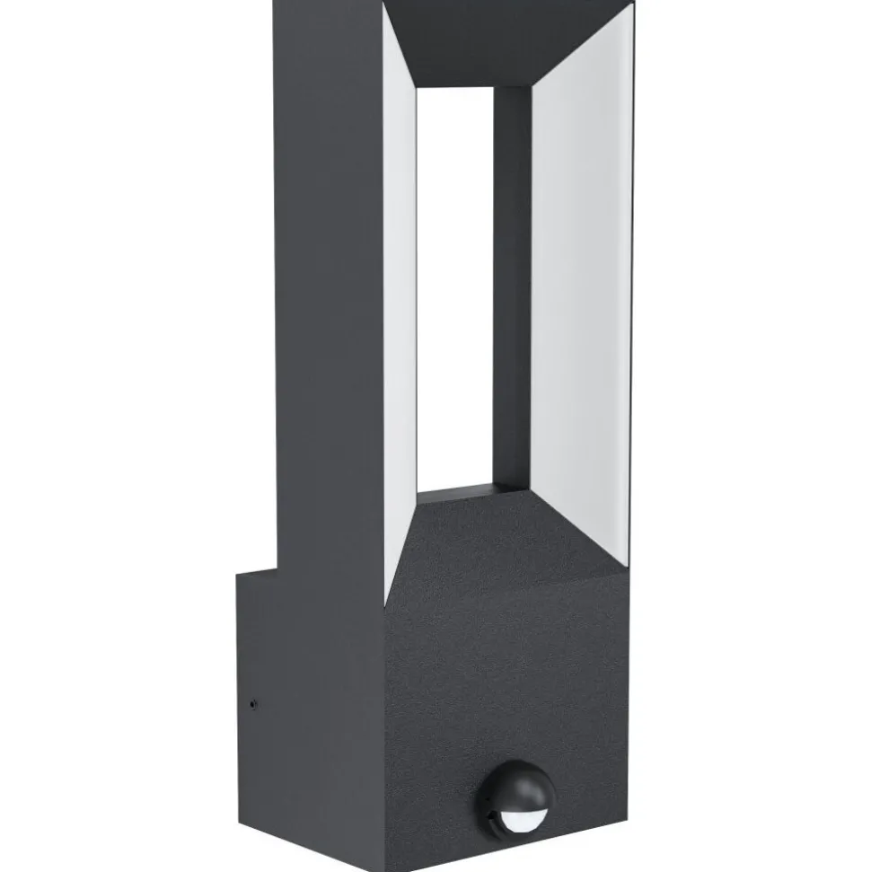 Applique Murale D'Exterieur Eglo Riforano Led Noir, 2 Lumieres, Detecteur De Mouvement