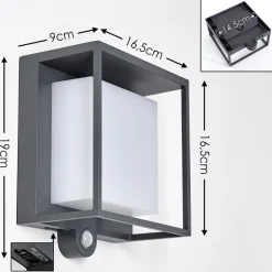 Applique Murale D'Exterieur Lansing Led Anthracite, 1 Lumiere, Detecteur De Mouvement