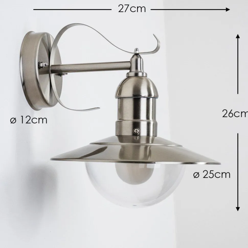 Applique Murale D'Exterieur Broni Acier Inoxydable, 1 Lumiere
