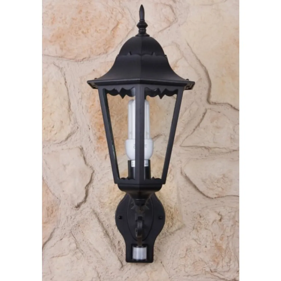 Applique Murale D'Exterieur Lutec Bristol Noir, Transparent, 1 Lumiere, Detecteur De Mouvement