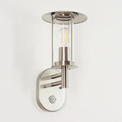 Applique Murale D'Exterieurgray Acier Inoxydable, 1 Lumiere, Detecteur De Mouvement