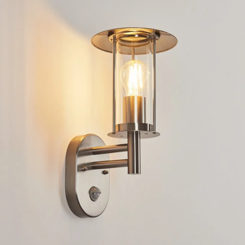 Applique Murale D'Exterieurgray Acier Inoxydable, 1 Lumiere, Detecteur De Mouvement