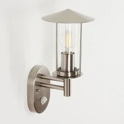 Applique Murale D'Exterieurgray Acier Inoxydable, 1 Lumiere, Detecteur De Mouvement