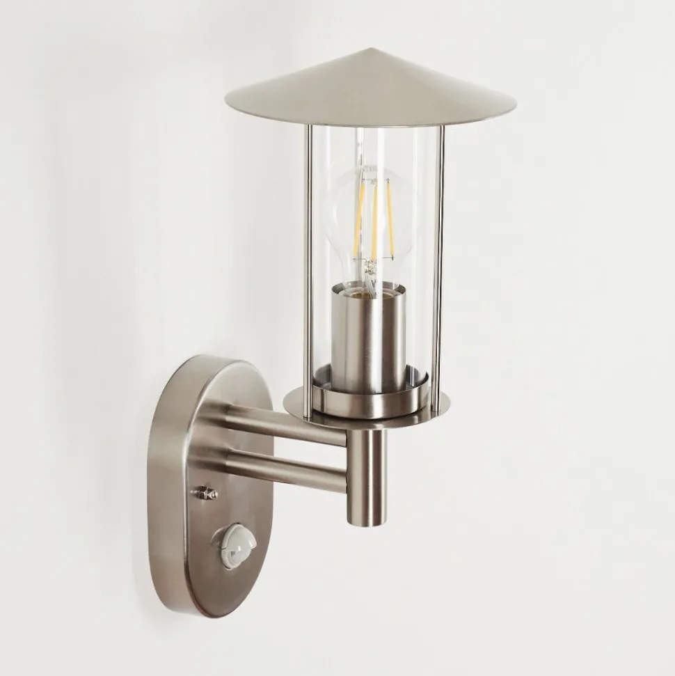 Applique Murale D'Exterieurgray Acier Inoxydable, 1 Lumiere, Detecteur De Mouvement