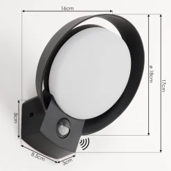 Applique Murale D'Exterieur Kelo Led Anthracite, 1 Lumiere, Detecteur De Mouvement