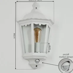 Applique Murale D'Exterieurhongkong Blanc, 1 Lumiere, Detecteur De Mouvement