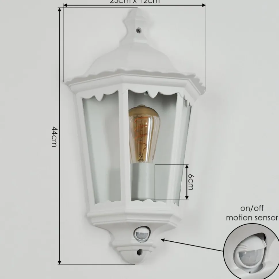 Applique Murale D'Exterieurhongkong Blanc, 1 Lumiere, Detecteur De Mouvement