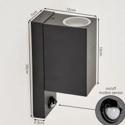 Applique Murale D'Exterieurkingstown Anthracite, Transparent, 2 Lumieres, Detecteur De Mouvement