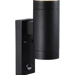 Applique Murale D'Exterieur Nordlux Tin Noir, 2 Lumieres, Detecteur De Mouvement