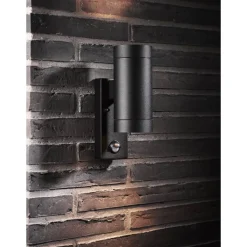 Applique Murale D'Exterieur Nordlux Tin Noir, 2 Lumieres, Detecteur De Mouvement