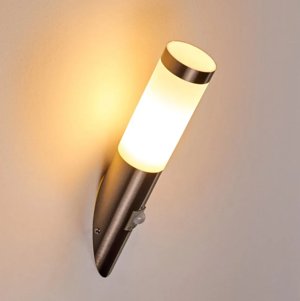 Applique Murale D'Exterieur Norburg Acier Inoxydable, 1 Lumiere, Detecteur De Mouvement