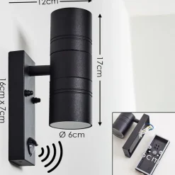 Applique Murale D'Exterieur Froslev Led Noir, 2 Lumieres, Detecteur De Mouvement