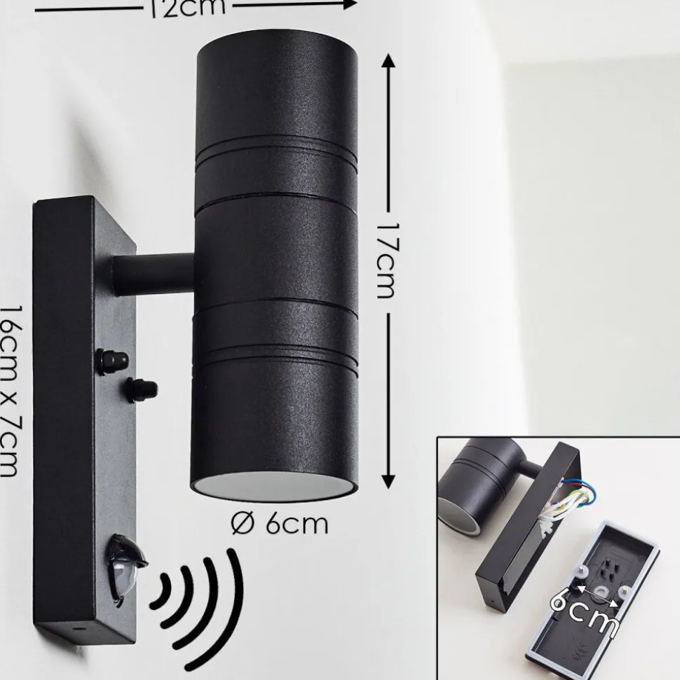 Applique Murale D'Exterieur Froslev Led Noir, 2 Lumieres, Detecteur De Mouvement