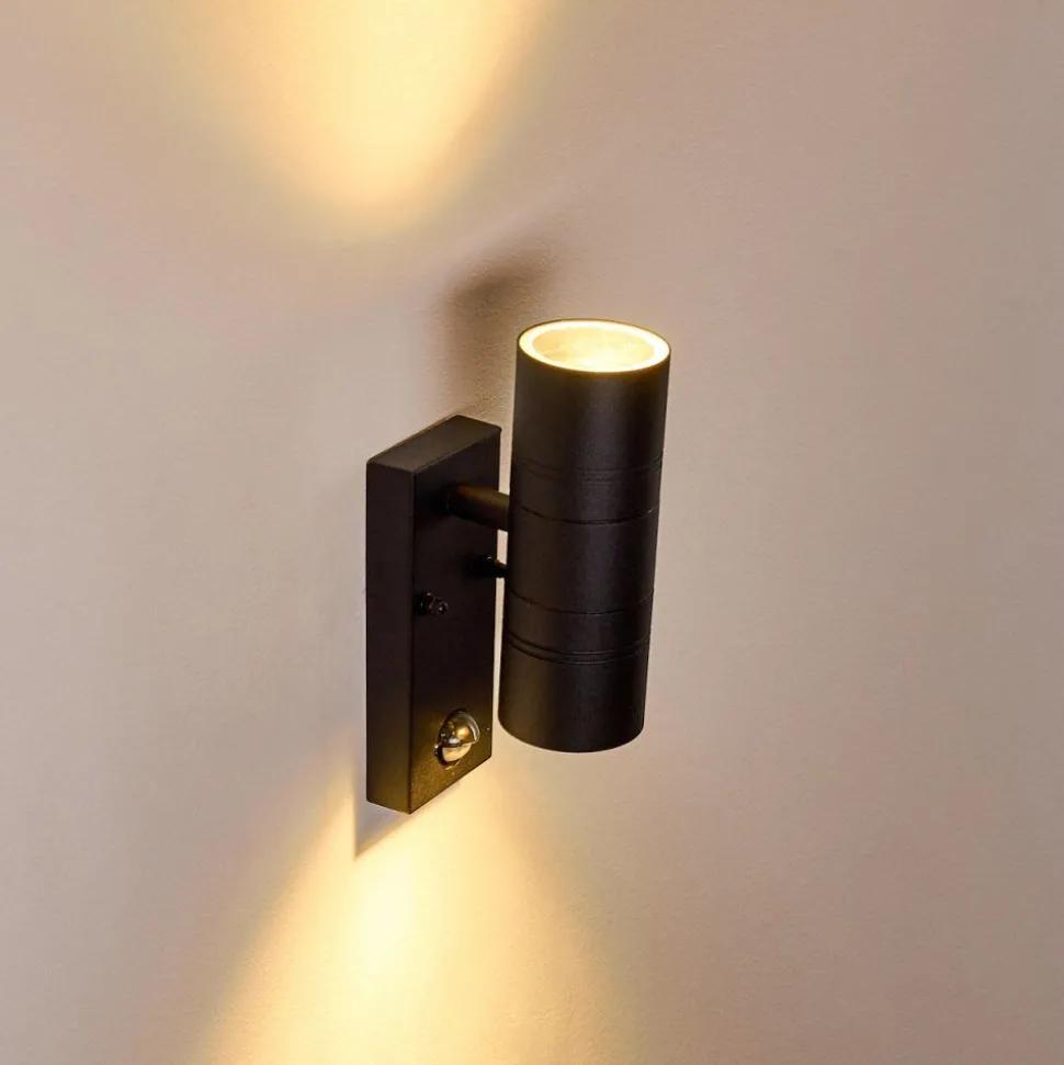 Applique Murale D'Exterieur Froslev Led Noir, 2 Lumieres, Detecteur De Mouvement
