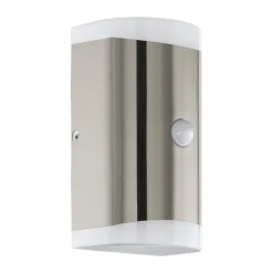 Applique Murale D'Exterieur Eglo Carpinera Led Acier Inoxydable, 2 Lumieres, Detecteur De Mouvement