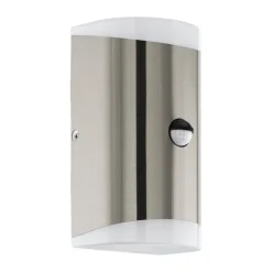 Applique Murale D'Exterieur Eglo Carpinera Led Acier Inoxydable, 2 Lumieres, Detecteur De Mouvement