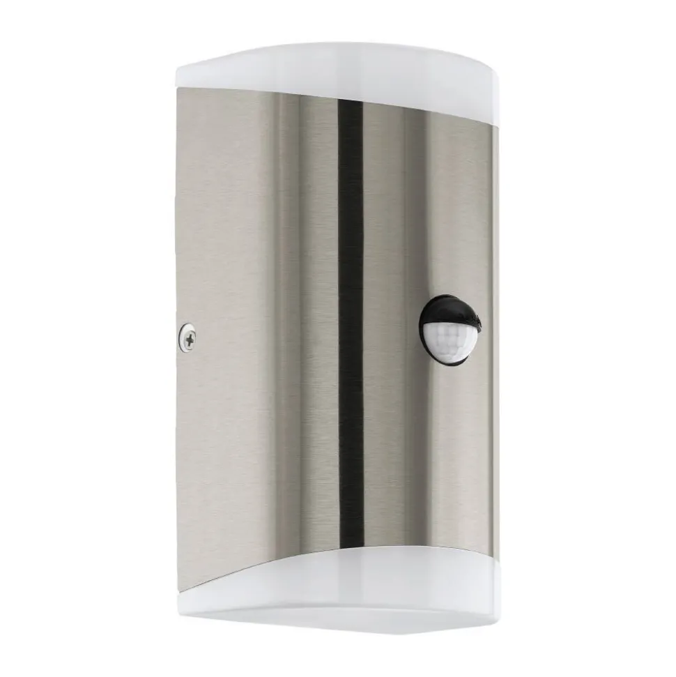 Applique Murale D'Exterieur Eglo Carpinera Led Acier Inoxydable, 2 Lumieres, Detecteur De Mouvement