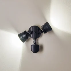 Applique Murale D'Exterieur Emmerlev Led Noir, 2 Lumieres, Detecteur De Mouvement