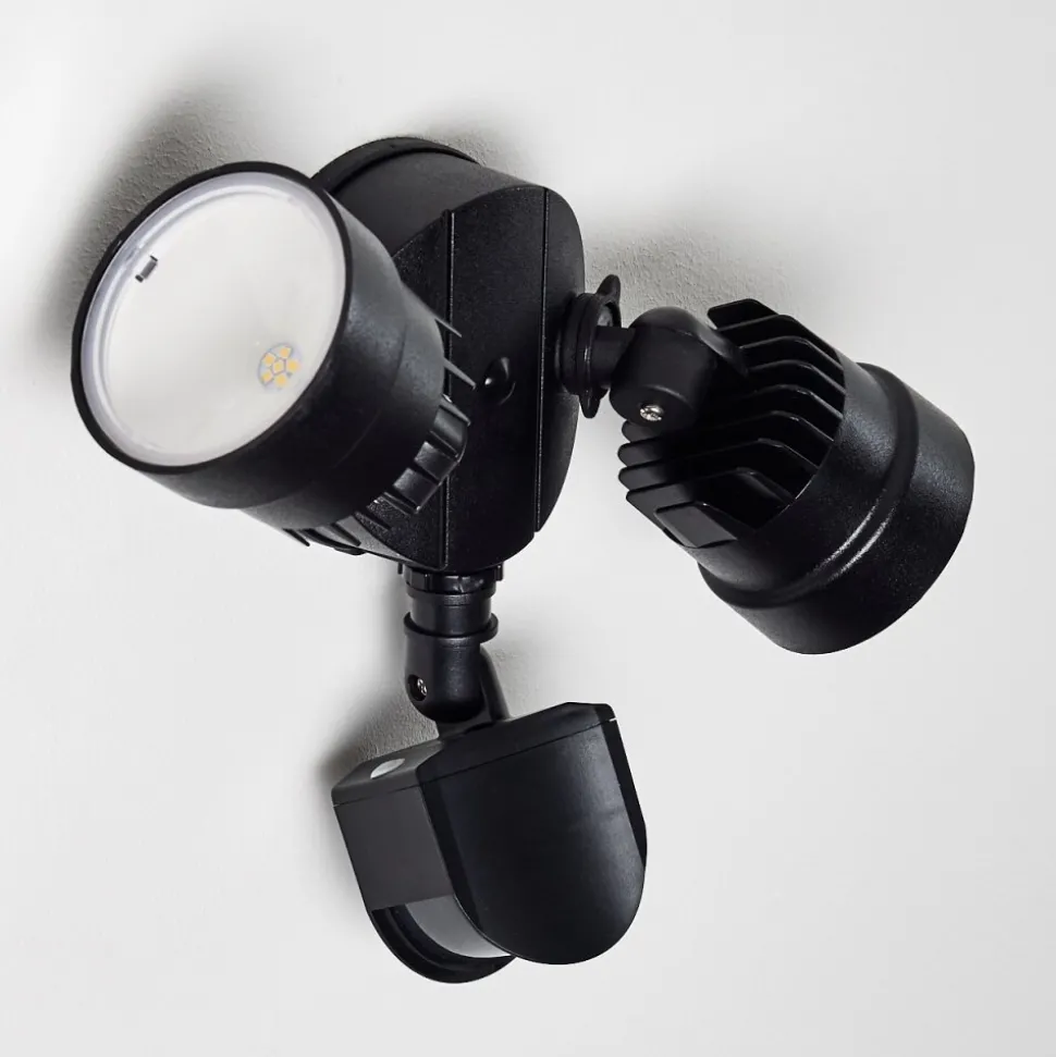 Applique Murale D'Exterieur Emmerlev Led Noir, 2 Lumieres, Detecteur De Mouvement