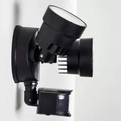 Applique Murale D'Exterieur Emmerlev Led Noir, 2 Lumieres, Detecteur De Mouvement