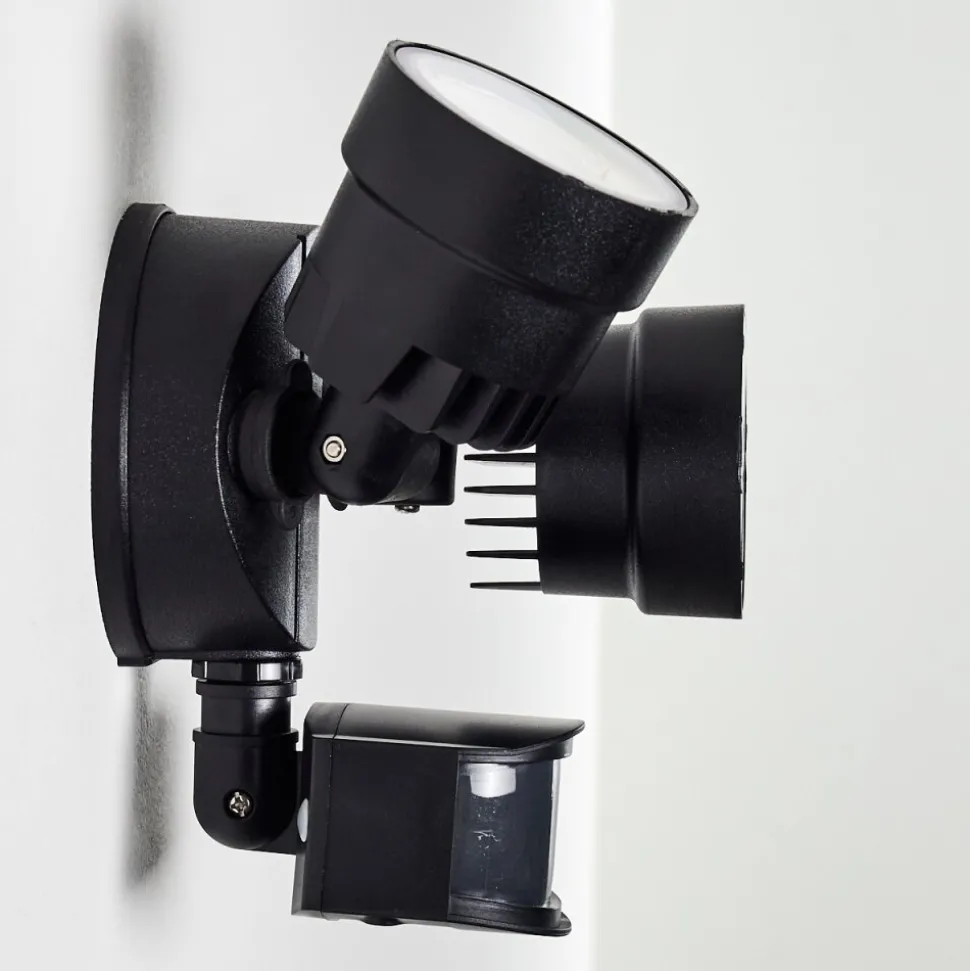 Applique Murale D'Exterieur Emmerlev Led Noir, 2 Lumieres, Detecteur De Mouvement