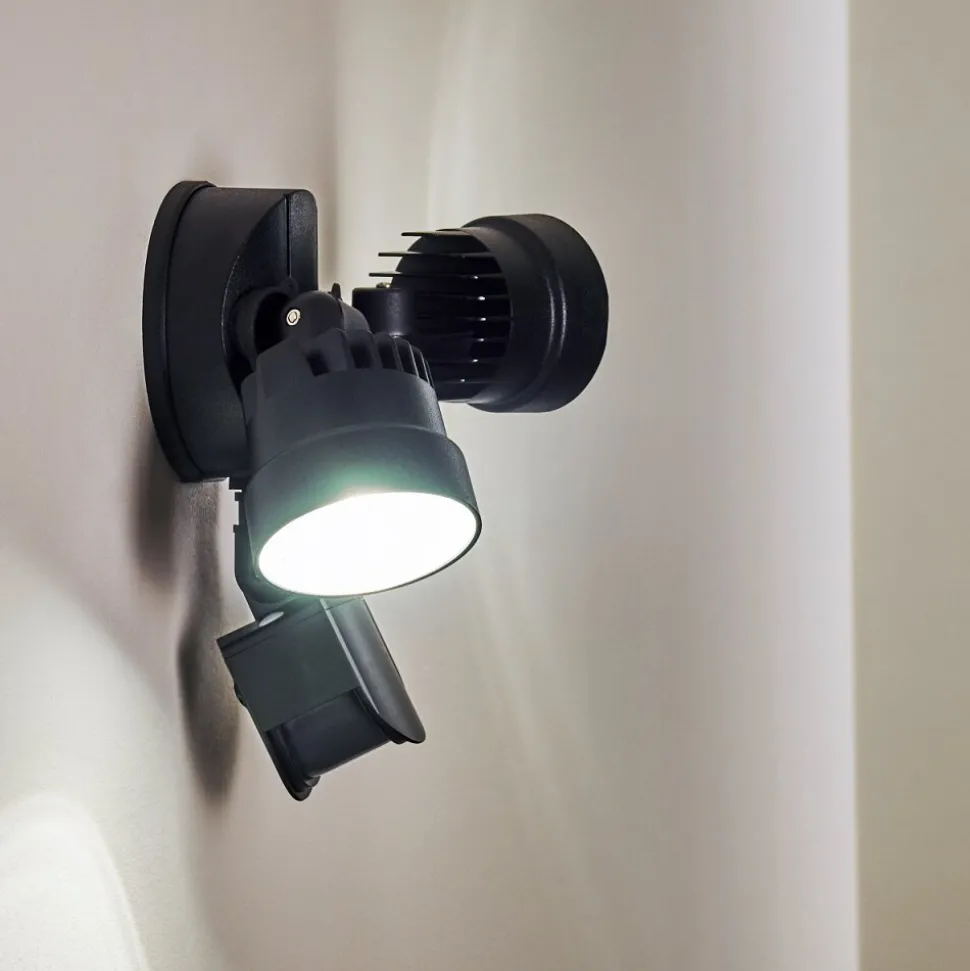 Applique Murale D'Exterieur Emmerlev Led Noir, 2 Lumieres, Detecteur De Mouvement
