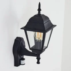 Applique Murale D'Exterieur Naofe Noir, 1 Lumiere, Detecteur De Mouvement