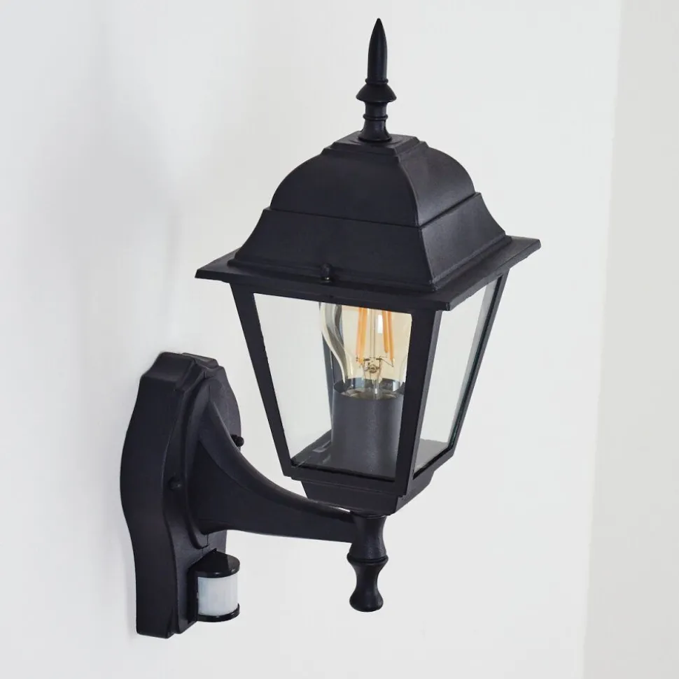 Applique Murale D'Exterieur Naofe Noir, 1 Lumiere, Detecteur De Mouvement