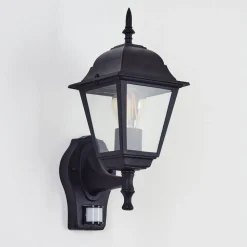 Applique Murale D'Exterieur Naofe Noir, 1 Lumiere, Detecteur De Mouvement