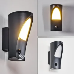 Applique Murale D'Exterieur Aria Anthracite, 1 Lumiere, Detecteur De Mouvement
