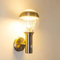 Applique Murale D'Exterieur Cordova Led Acier Inoxydable, 1 Lumiere, Detecteur De Mouvement