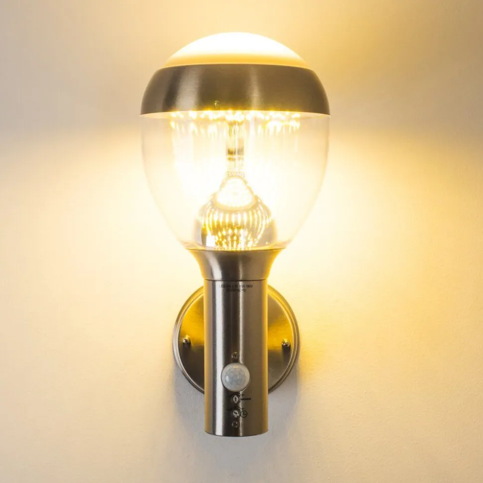 Applique Murale D'Exterieur Cordova Led Acier Inoxydable, 1 Lumiere, Detecteur De Mouvement