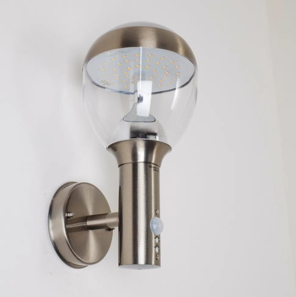 Applique Murale D'Exterieur Cordova Led Acier Inoxydable, 1 Lumiere, Detecteur De Mouvement