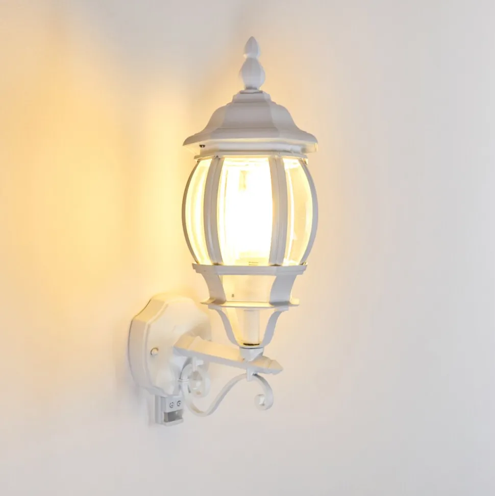 Applique Murale D'Exterieur Lentua Blanc, 1 Lumiere, Detecteur De Mouvement