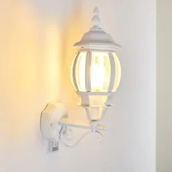 Applique Murale D'Exterieur Lentua Blanc, 1 Lumiere, Detecteur De Mouvement
