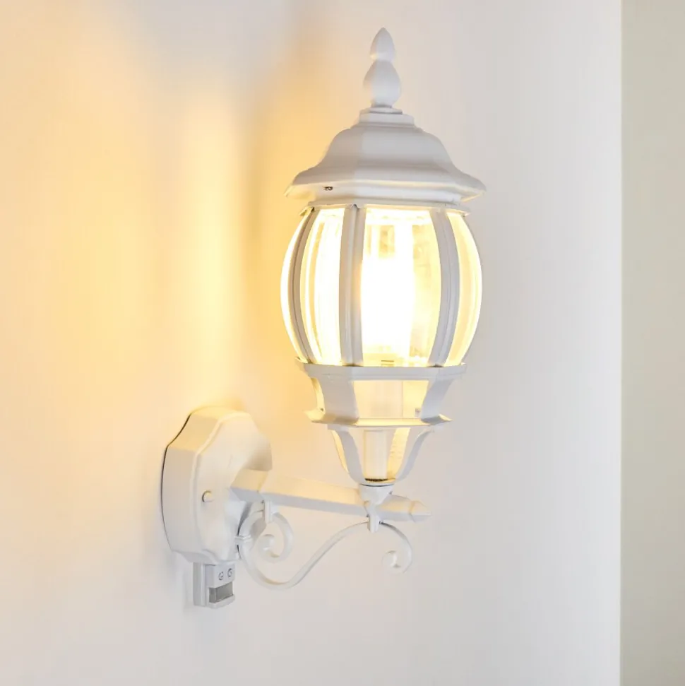 Applique Murale D'Exterieur Lentua Blanc, 1 Lumiere, Detecteur De Mouvement