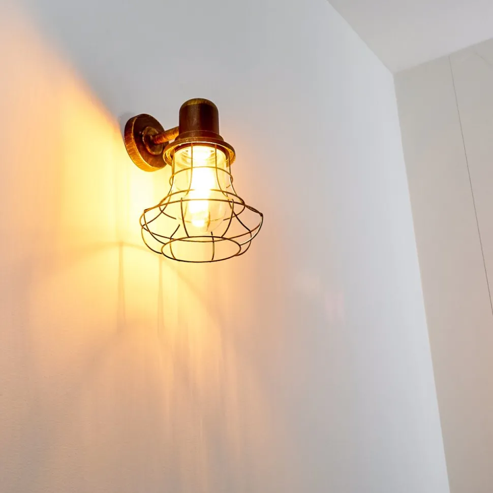 Applique Murale D'Exterieur Borkan Brun Dore, 1 Lumiere