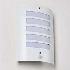Applique Murale D'Exterieur Alslev Blanc, 1 Lumiere, Detecteur De Mouvement