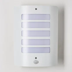 Applique Murale D'Exterieur Alslev Blanc, 1 Lumiere, Detecteur De Mouvement