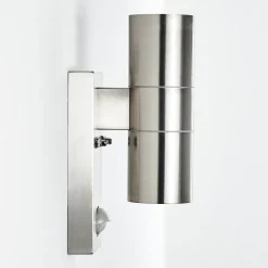 Applique Murale D'Exterieur Brachy Acier Inoxydable, 2 Lumieres, Detecteur De Mouvement
