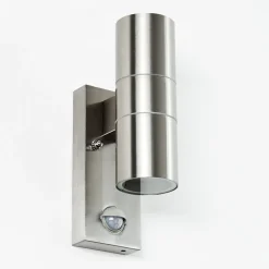 Applique Murale D'Exterieur Brachy Acier Inoxydable, 2 Lumieres, Detecteur De Mouvement