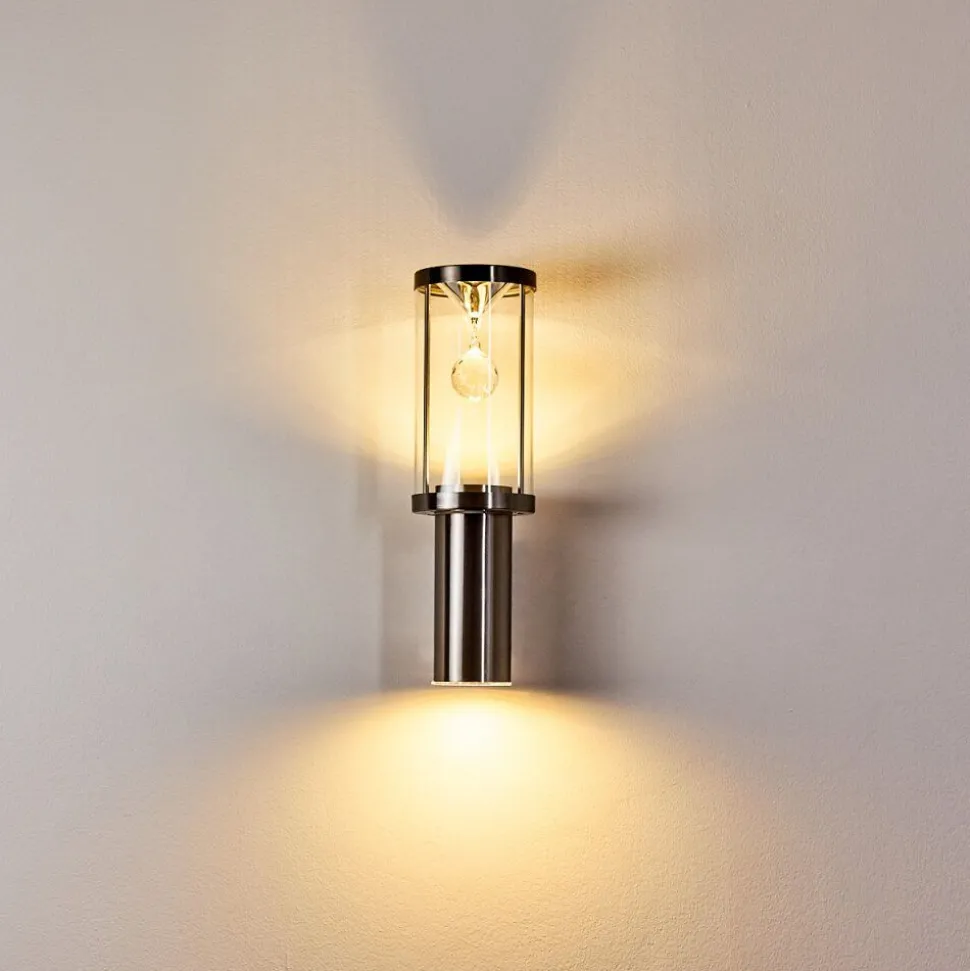 Applique Murale D'Exterieur Natalia Led Nickel Mat, 2 Lumieres