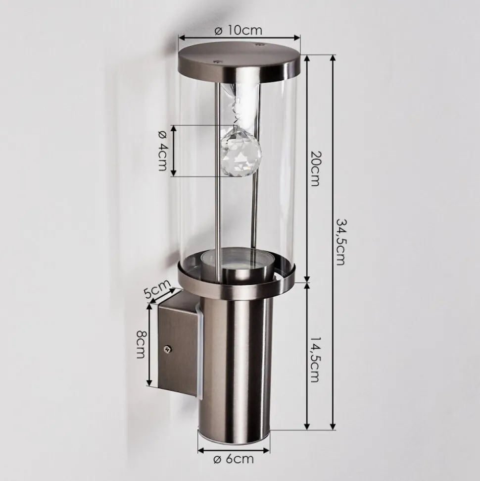 Applique Murale D'Exterieur Natalia Led Nickel Mat, 2 Lumieres