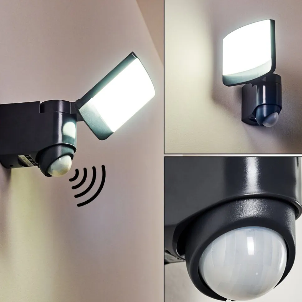 Applique Murale D'Exterieur Larvik Led Anthracite, 1 Lumiere, Detecteur De Mouvement