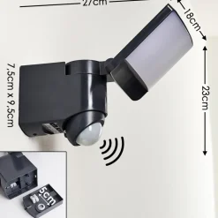 Applique Murale D'Exterieur Larvik Led Anthracite, 1 Lumiere, Detecteur De Mouvement