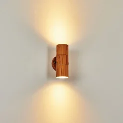 Applique Murale D'Exterieur Tenvik Brun, Couleur Bois, 2 Lumieres