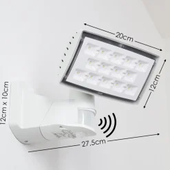 Applique Murale D'Exterieur Loit Led Blanc, 1 Lumiere, Detecteur De Mouvement