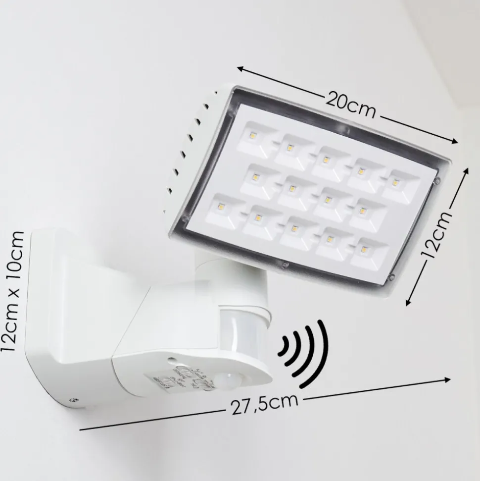 Applique Murale D'Exterieur Loit Led Blanc, 1 Lumiere, Detecteur De Mouvement
