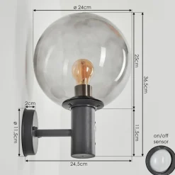 Applique Murale D'Exterieur Bostarenga Anthracite, 1 Lumiere, Detecteur De Mouvement